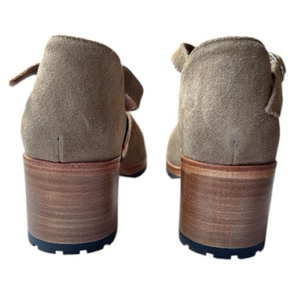 Patina by Portland Leather Suede Mary Jane Block Heel Shoes Taupe Size 10 - Picture 8 of 12